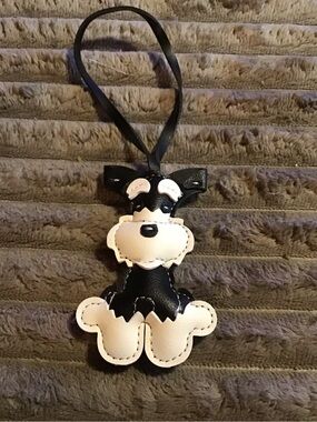 Black and White Dog Leather Charm